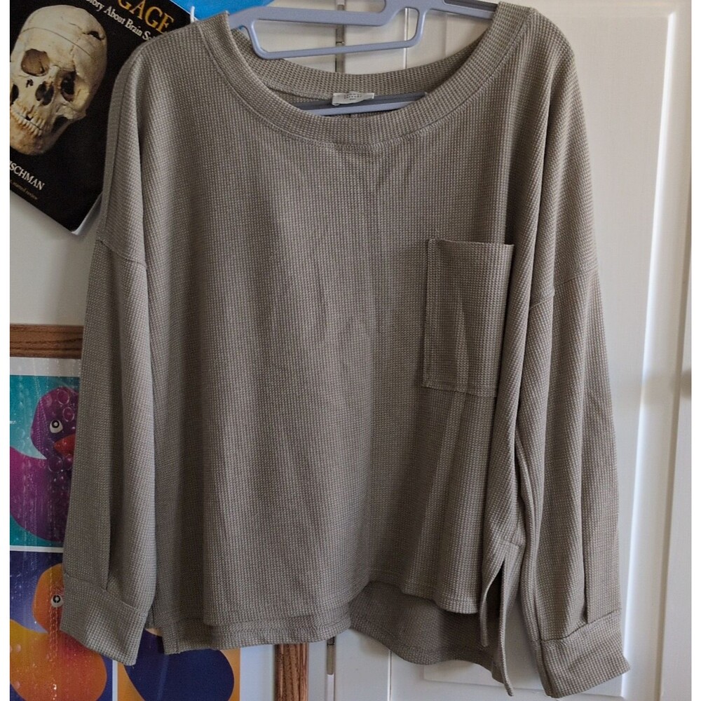 Common Threads Knit Pullover Sweater Drop Sleeve Scoop Neck Pocket Women’s PXS